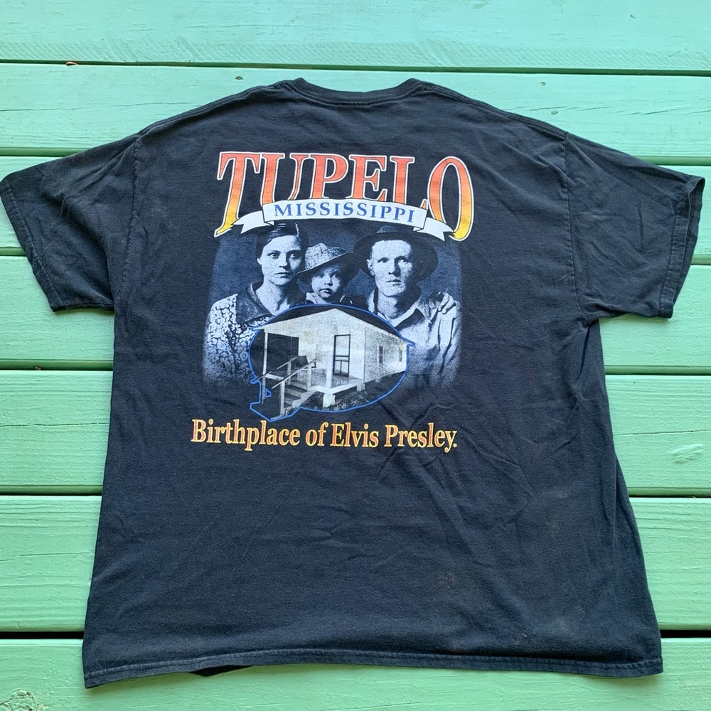 Y2K Elvis Presley Birth Place Black Shirt Size XL